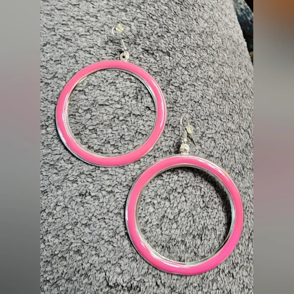 Pink Hoop Earrings
